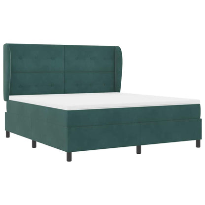 Letto a molle con materasso Verde Scuro 200 x 180 cm Velluto