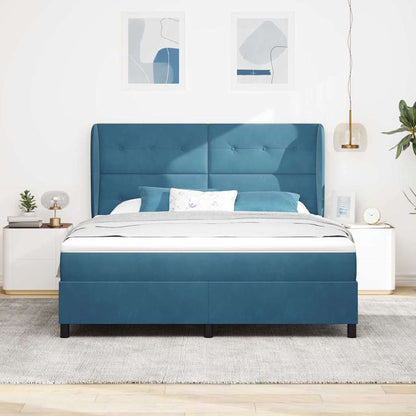 Letto a molle con materasso Blu Scuro 200 x 180 cm Velluto
