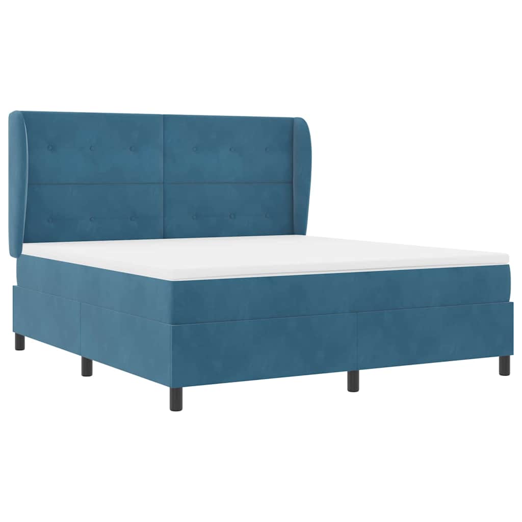 Letto a molle con materasso Blu Scuro 200 x 180 cm Velluto