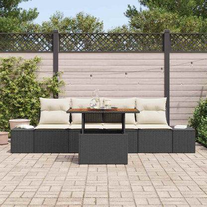 Set da Pranzo per Giardino con cuscino 5 pcs Nero e Crema