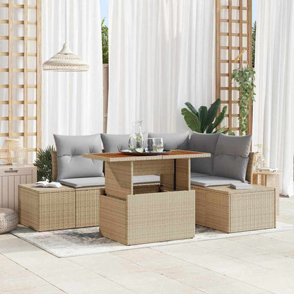 Set Divano da Giardino con cuscino 5 pcs Beige e grigio