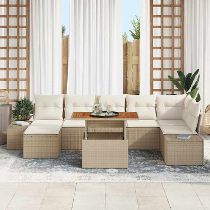 Set Divano da Giardino con cuscino 8 pcs Beige e Crema