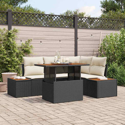 Set da Pranzo per Giardino con cuscino 5 pcs Nero e Beige