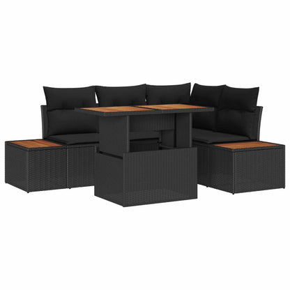 Set da Pranzo per Giardino con cuscino 5 pcs Nero e Marrone