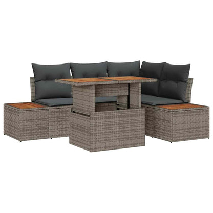 Set da Pranzo per Giardino con cuscino 5 pcs Grigio e Marrone
