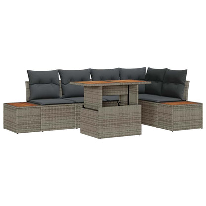 Set da Pranzo per Giardino con cuscino 6 pcs Grigio e Marrone
