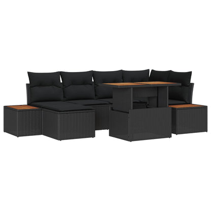 Set da Pranzo per Giardino con cuscino 7 pcs Nero e Marrone