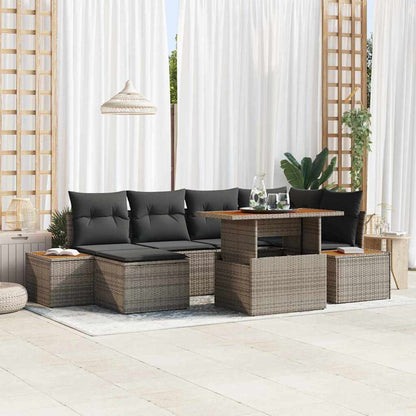 Set da Pranzo per Giardino con cuscino 7 pcs Grigio e Marrone