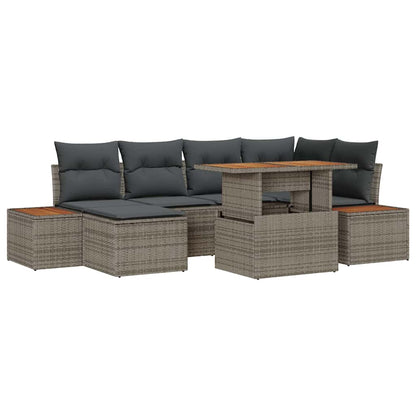 Set da Pranzo per Giardino con cuscino 7 pcs Grigio e Marrone