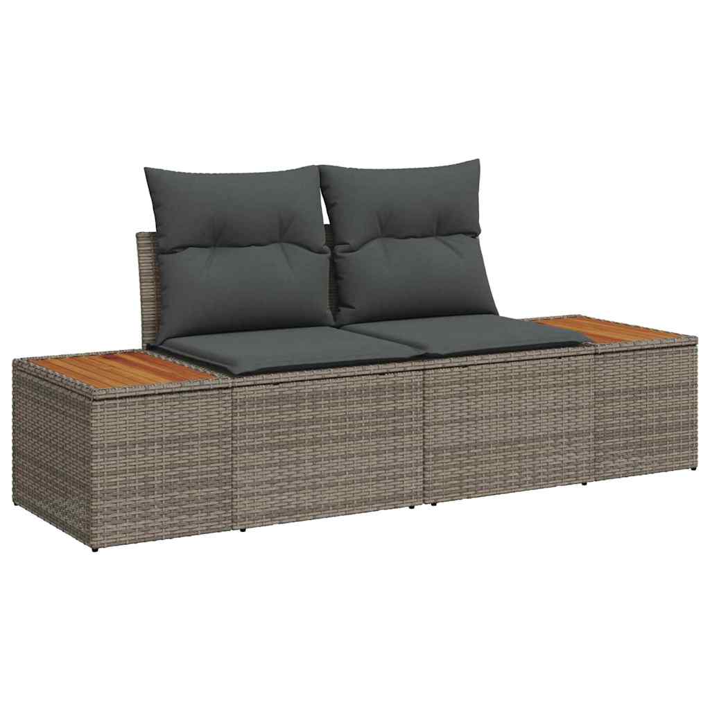 Set da Pranzo per Giardino con cuscino 8 pcs Grigio e Marrone