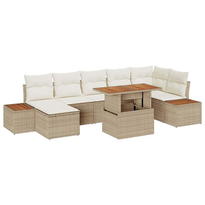 Set da Pranzo per Giardino con cuscino 8 pcs Beige e Crema