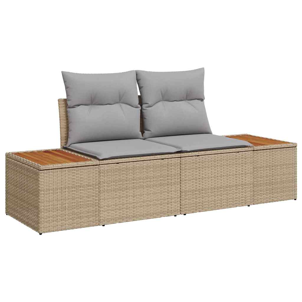 Set da Pranzo per Giardino con cuscino 9 pcs Beige e grigio