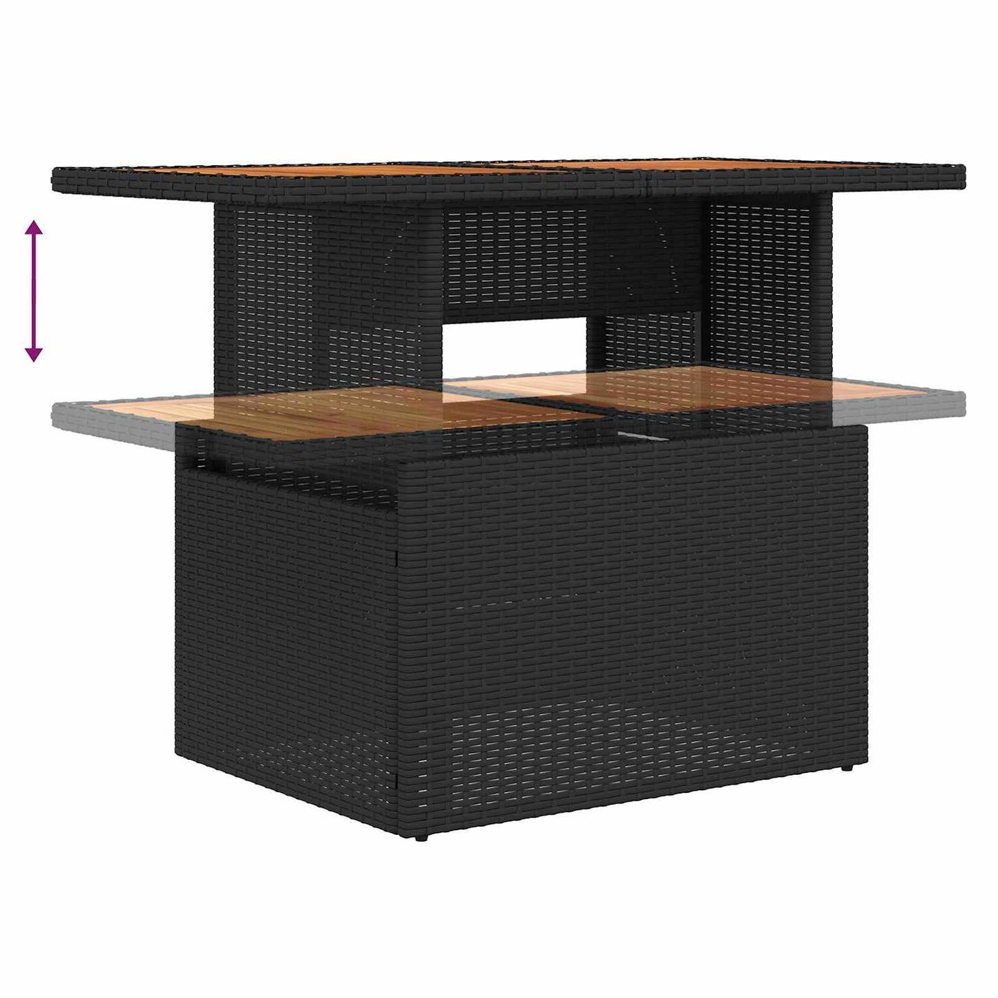 Set da Pranzo per Giardino con cuscino 11 pcs Nero e Marrone