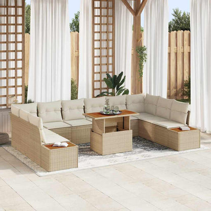 Set da Pranzo per Giardino con cuscino 11 pcs Beige e Crema