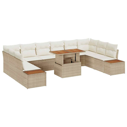 Set da Pranzo per Giardino con cuscino 11 pcs Beige e Crema