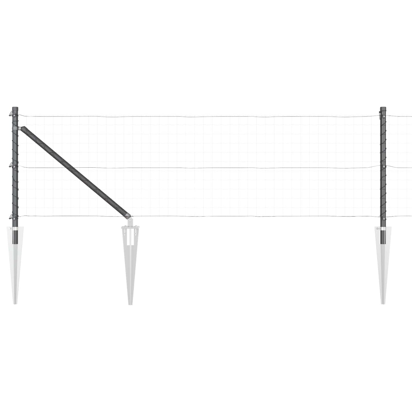 Palo della recinzione 26 pcs Grigio 3,2 x 3,2 x 125 cm