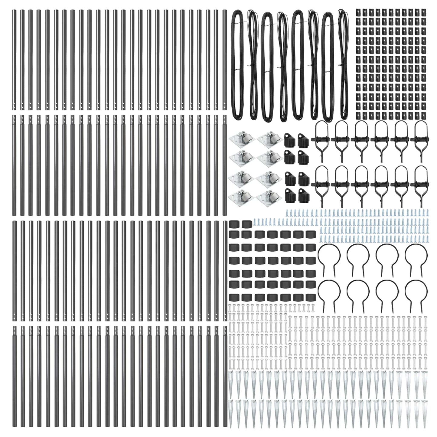 Palo della recinzione 52 pcs Grigio 3,2 x 3,2 x 185 cm