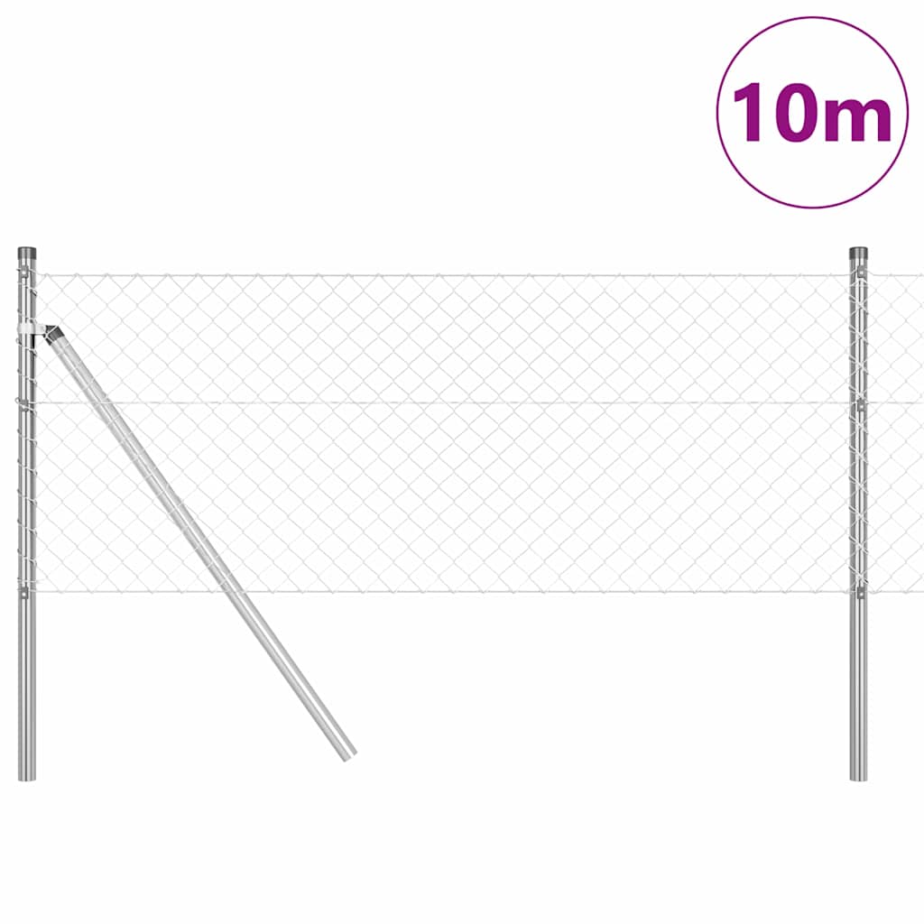 Palo della recinzione Argento 10 x 0,8 m (maglia 40 x 40 mm)