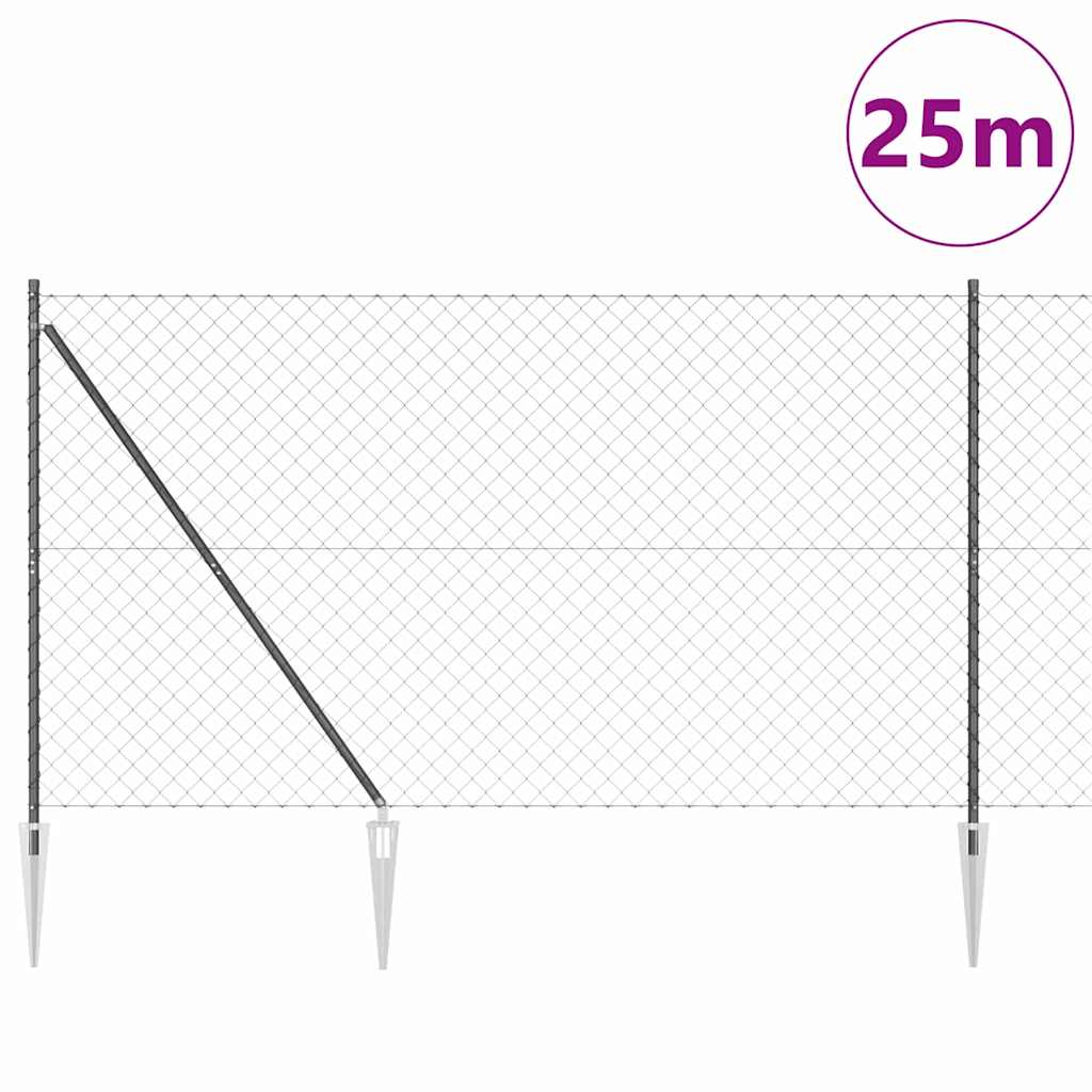 Palo della recinzione Grigio 25 x 1,6 m (maglia 60 x 60 mm)