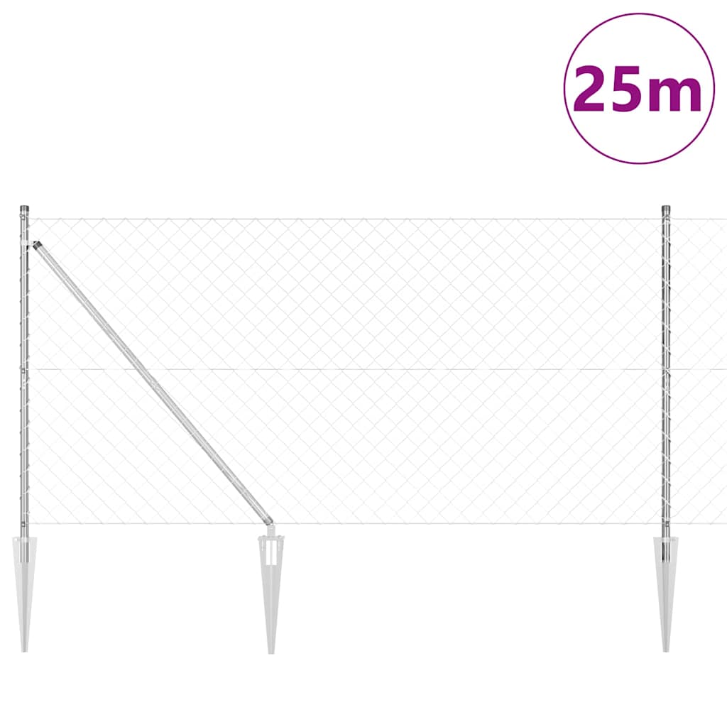 Palo della recinzione Argento 25 x 1,2 m (maglie 60 x 60 mm)