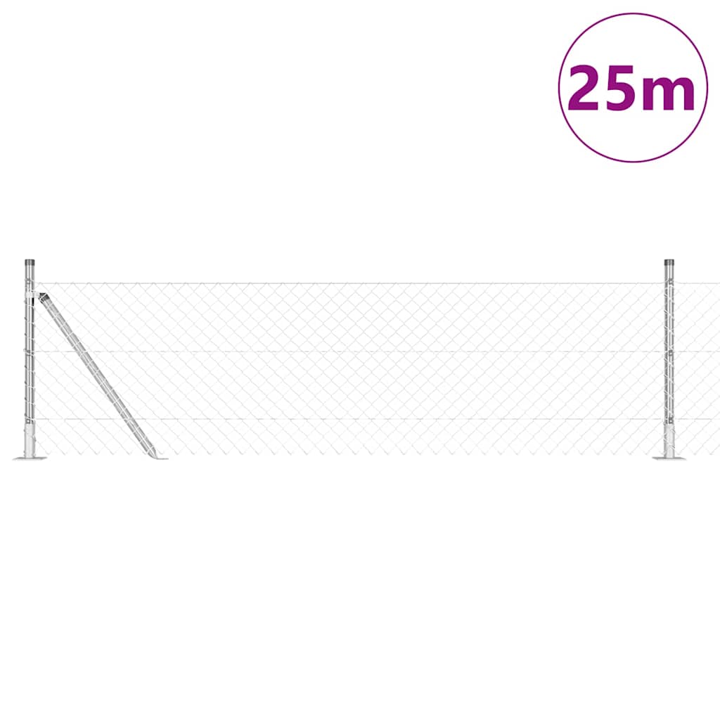 Palo della recinzione Argento 25 x 0,6 m (maglie 40 x 40 mm)