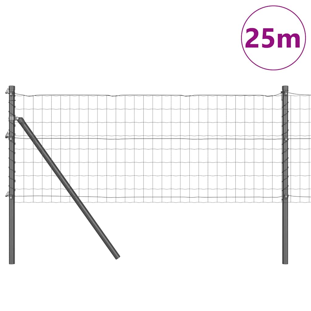 Recinzione con Posto Grigio 0,6 x 25 m Acciaio e PVC