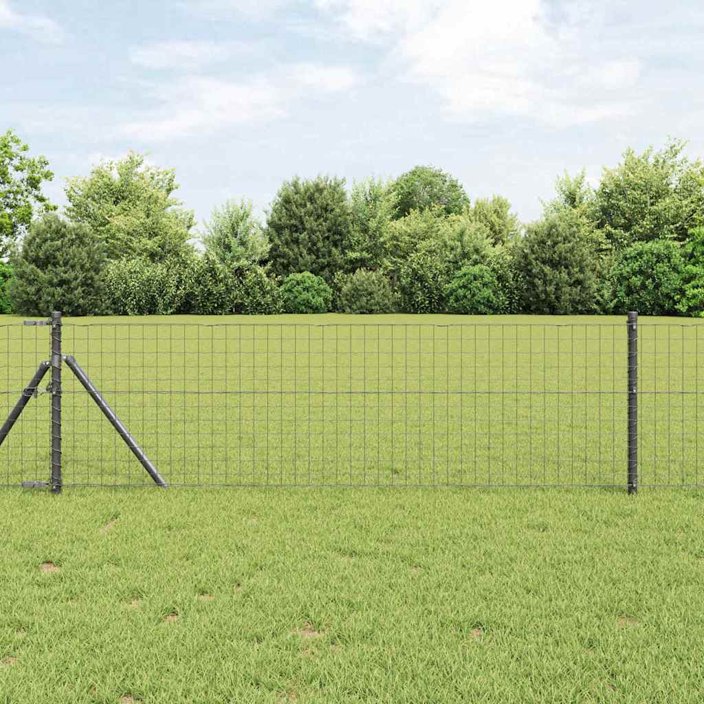 Recinzione con Posto Grigio 0,4 x 50 m Acciaio e PVC