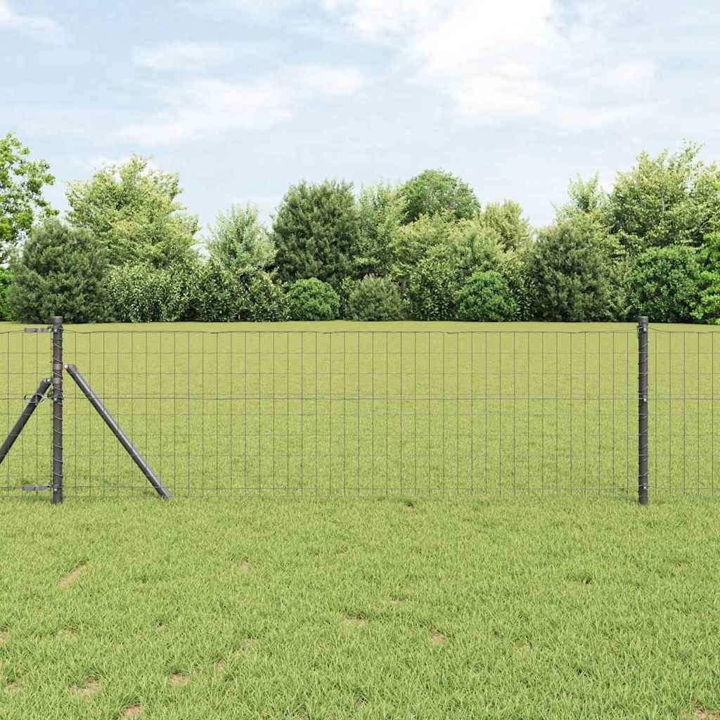 Recinzione con Posto Grigio 0,4 x 50 m Acciaio e PVC