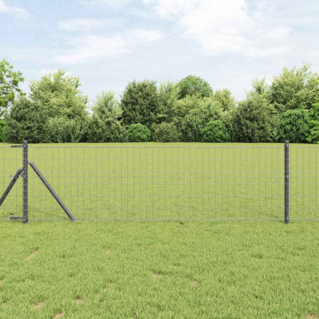 Recinzione con Posto Grigio 0,4 x 50 m Acciaio e PVC