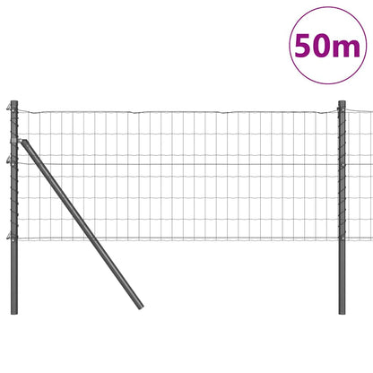 Recinzione con Posto Grigio 0,4 x 50 m Acciaio e PVC