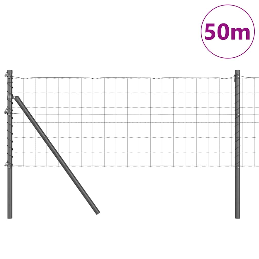 Recinzione con Posto Grigio 0,4 x 50 m Acciaio e PVC