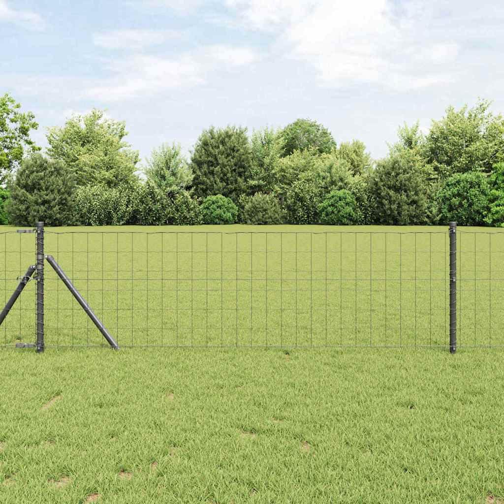 Recinzione con Posto Grigio 0,6 x 50 m Acciaio e PVC