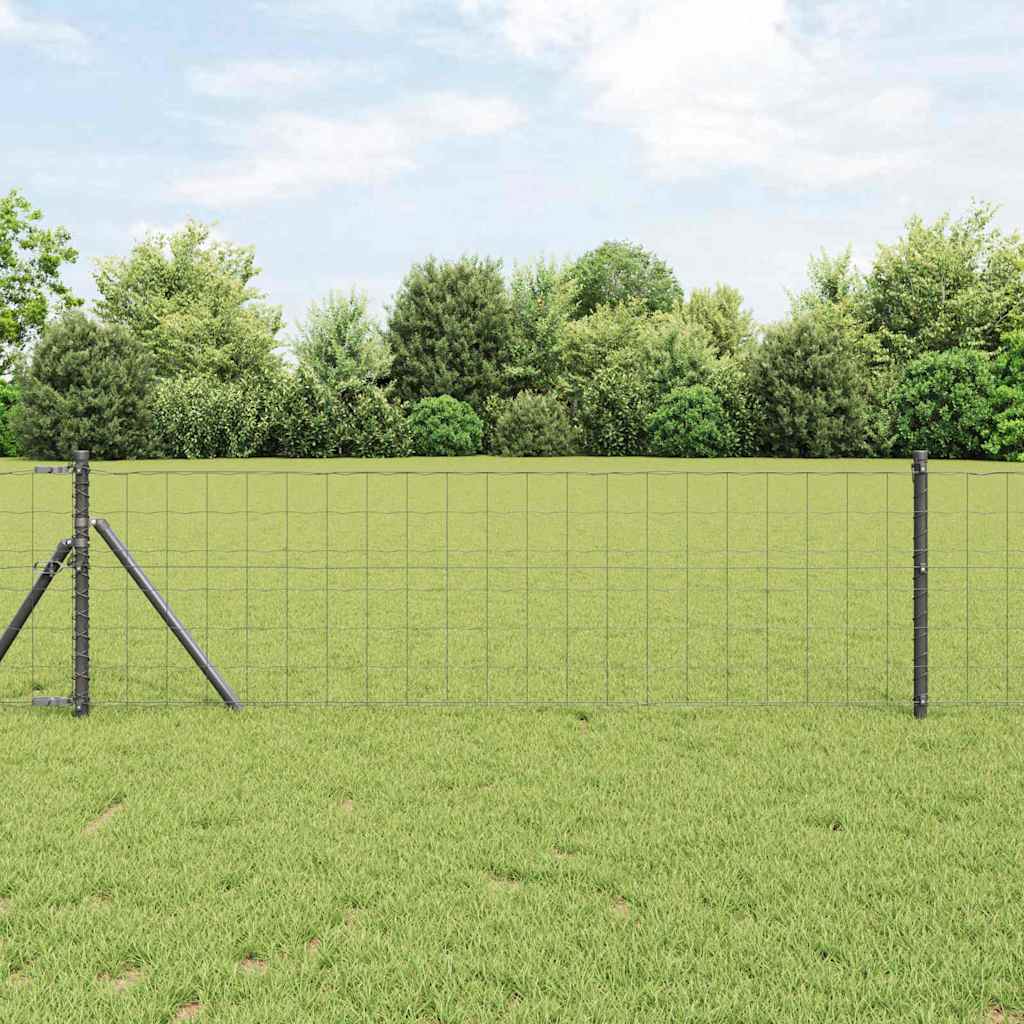 Recinzione con Posto Grigio 0,4 x 50 m Acciaio e PVC