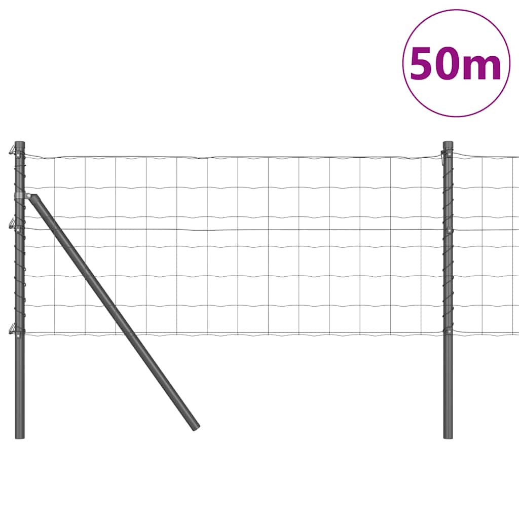 Recinzione con Posto Grigio 0,4 x 50 m Acciaio e PVC