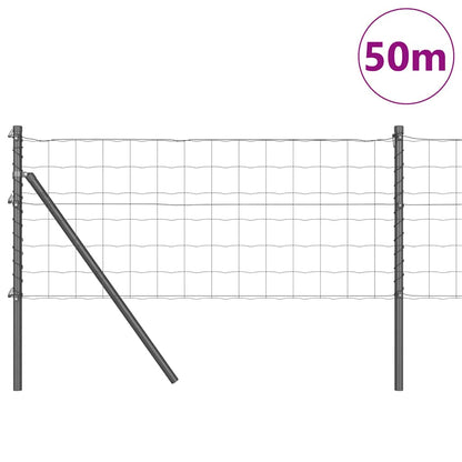 Recinzione con Posto Grigio 0,6 x 50 m Acciaio e PVC