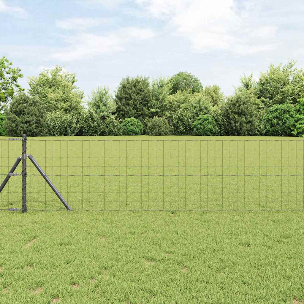 Recinzione con Posto Grigio 0,6 x 25 m Acciaio e PVC