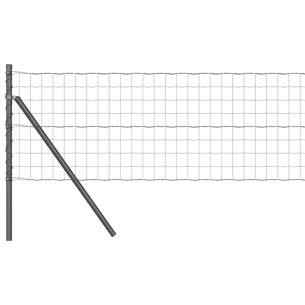 Recinzione con Posto Grigio 0,6 x 25 m Acciaio e PVC