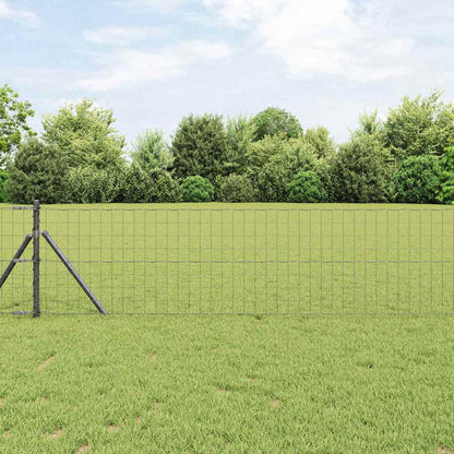 Recinzione con Posto Grigio 0,4 x 50 m Acciaio e PVC