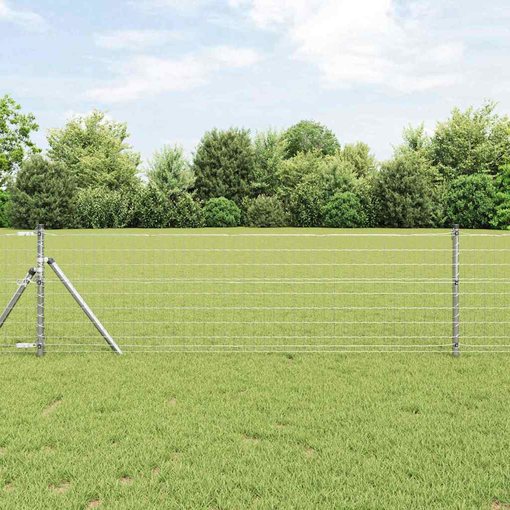 Recinzione con Posto Argento 0,4 x 10 m Acciaio e PVC