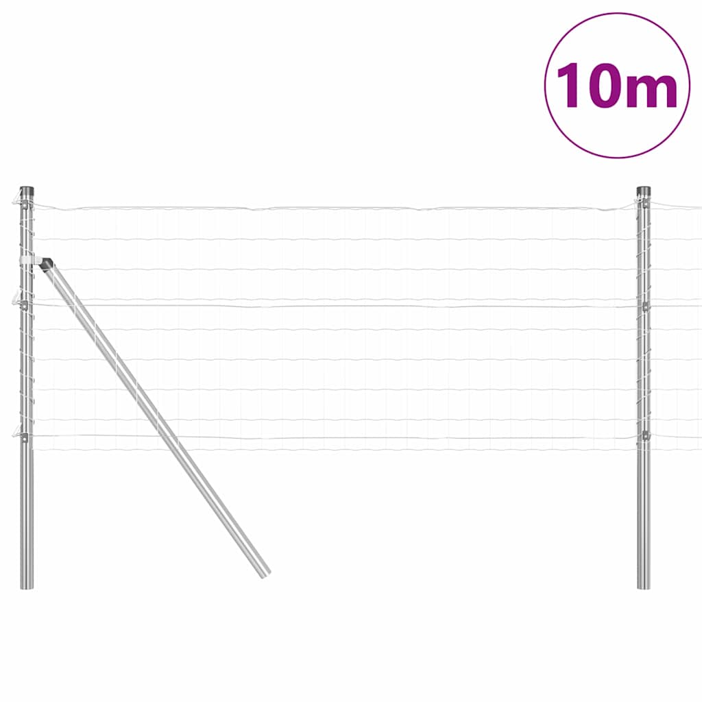 Recinzione con Posto Argento 0,8 x 10 m Acciaio e PVC
