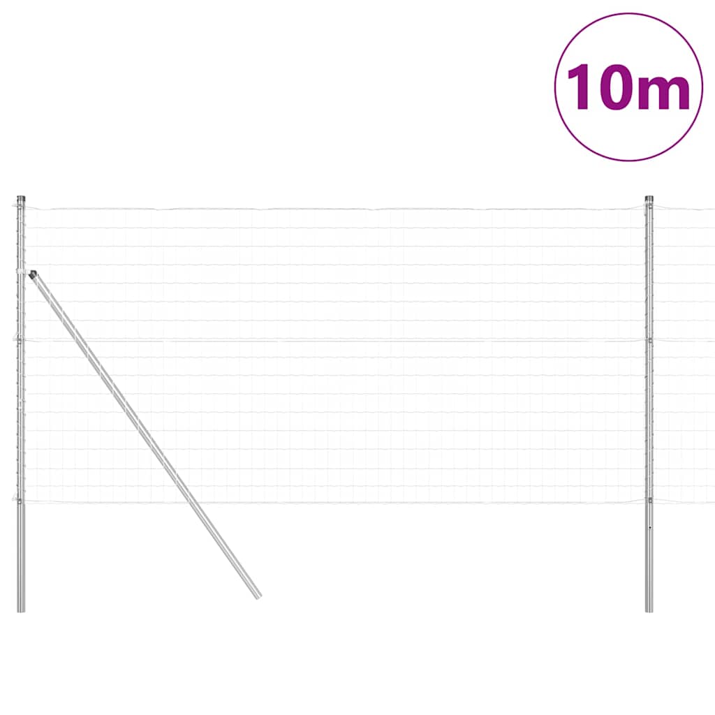 Recinzione con Posto Argento 1,4 x 10 m Acciaio e PVC