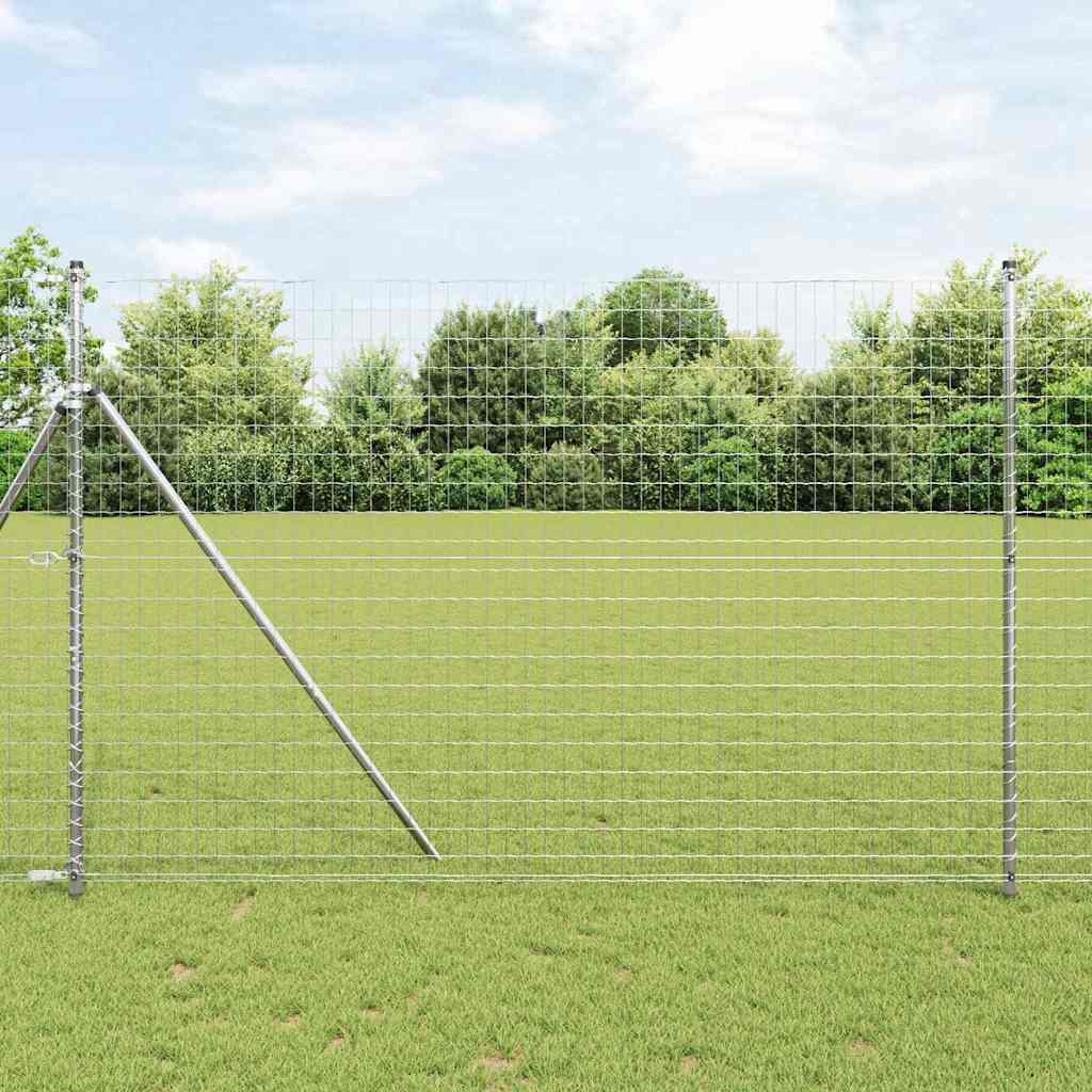 Recinzione con Posto Argento 1,5 x 10 m Acciaio e PVC