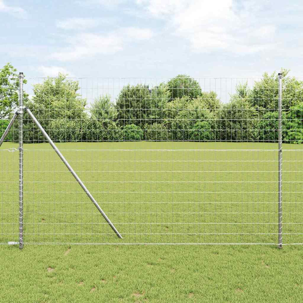 Recinzione con Posto Argento 1,6 x 10 m Acciaio e PVC