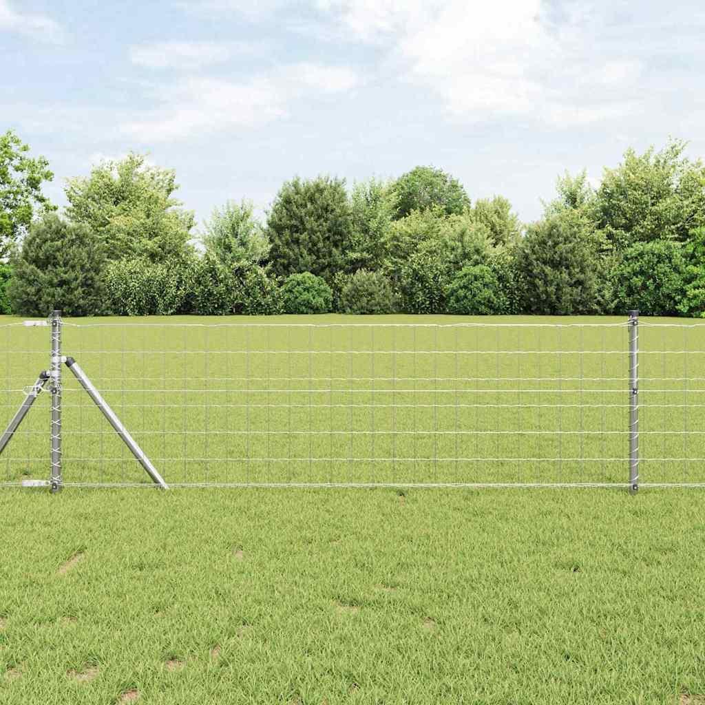 Recinzione con Posto Argento 0,4 x 10 m Acciaio e PVC