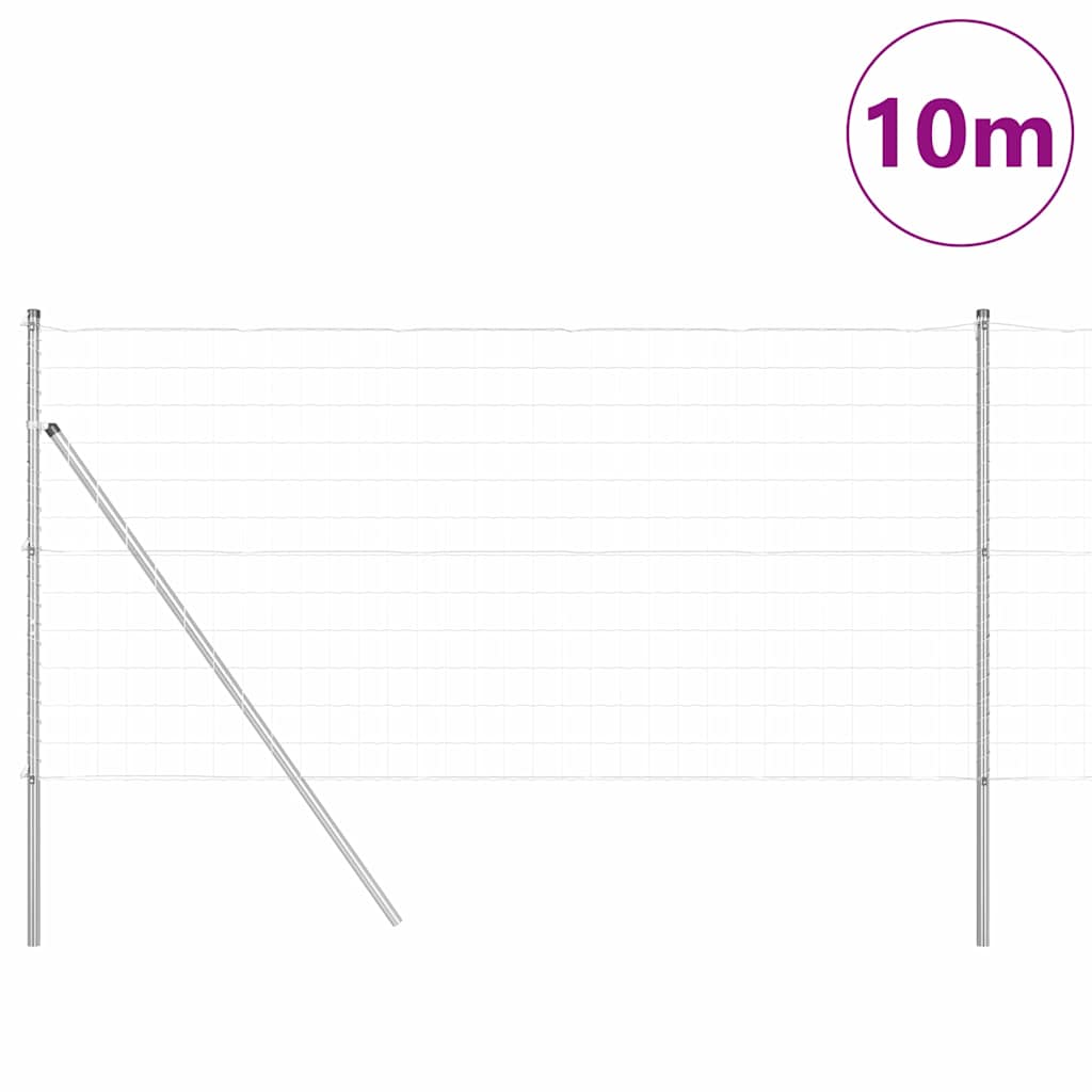 Recinzione con Posto Argento 1,2 x 10 m Acciaio e PVC