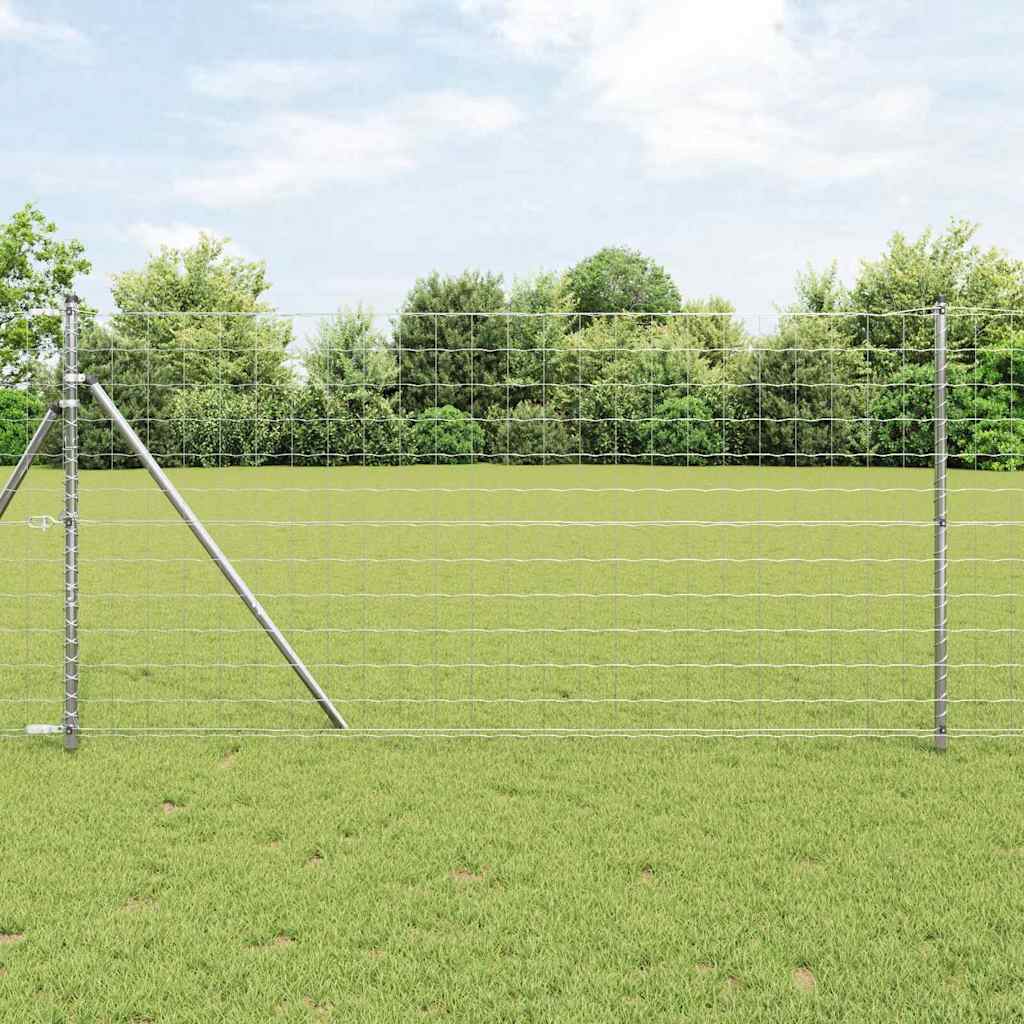 Recinzione con Posto Argento 1,2 x 10 m Acciaio e PVC