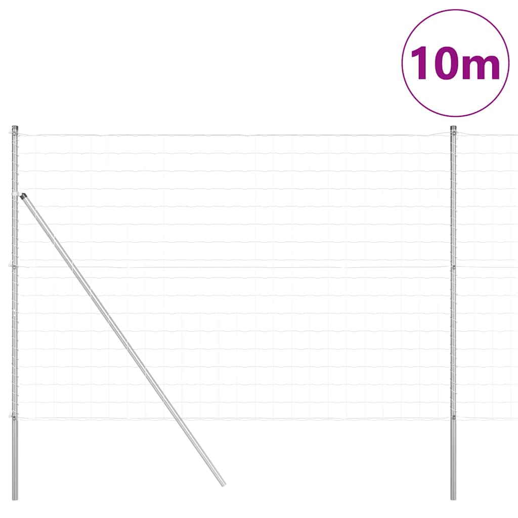 Recinzione con Posto Argento 1,5 x 10 m Acciaio e PVC