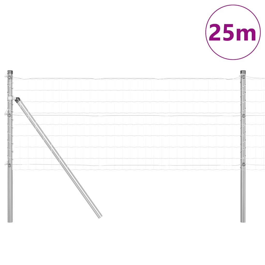 Recinzione con Posto Argento 0,8 x 25 m Acciaio e PVC