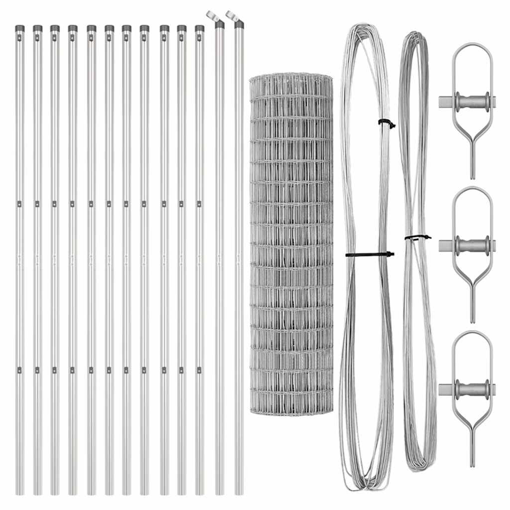 Recinzione con Posto Argento 1,2 x 25 m Acciaio e PVC