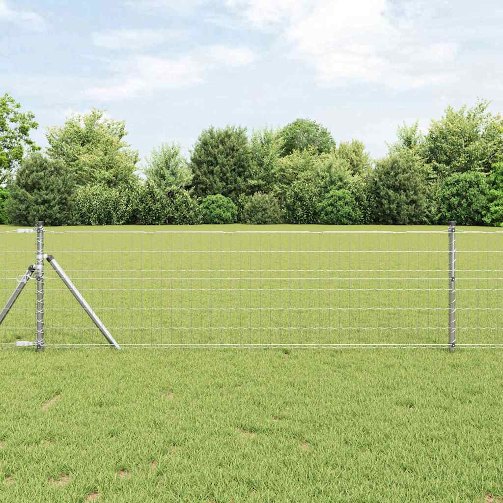 Recinzione con Posto Argento 0,6 x 50 m Acciaio e PVC